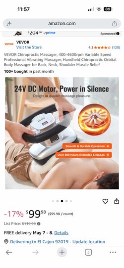 chiropractic vibrating massager VEVOR Handheld Chiropractic Massager Variable Speed 400-4600rpm Professional Orbital Body Massager For Back Neck Shoulder Muscle Relief main image 1
