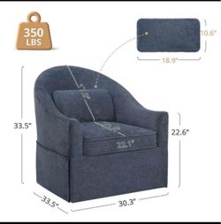 Set of 2 Blue Fabric Swivel Accent Chair