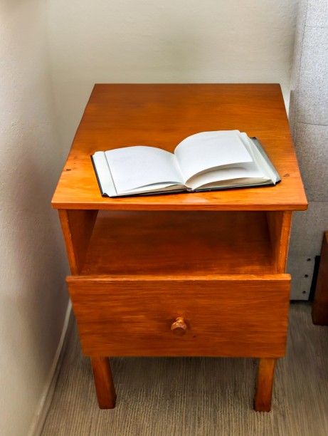 Solid Wood Bedroom Nightstand 23.5" H, 1 Drawer, Sturdy Parawood, Paint or Stain in Any Color