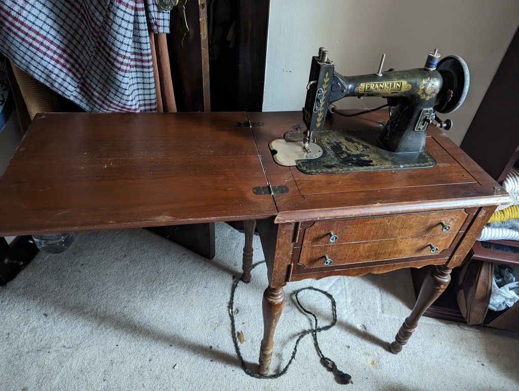 Antique Electric Sewing Machine Table
