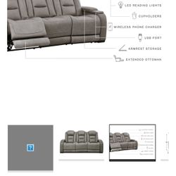 Ashley Furniture - Chocolate Brown Triple power reclining sofa