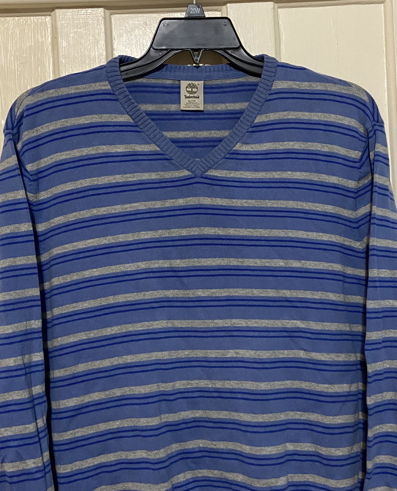 Timberland men’s v neck striped sweater XL
