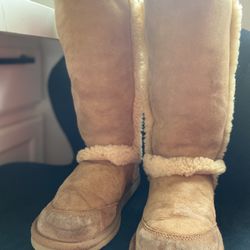 UGG Tan Shearling Boots Sheepskin Sunsparkle Chestnut Winter Fur Tall Sherpa