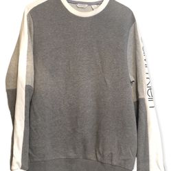 Calvin Klein CK Sweater Adult Medium Gray White Sweatshirt Pullover Casual Mens