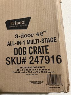 New Frisco Heavy Duty 42 Inch 3 Door All-in-1 Multi-Stage Collapsible Dog Pet Crate Cage Large