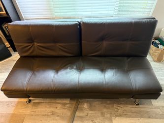 Brown leather futon