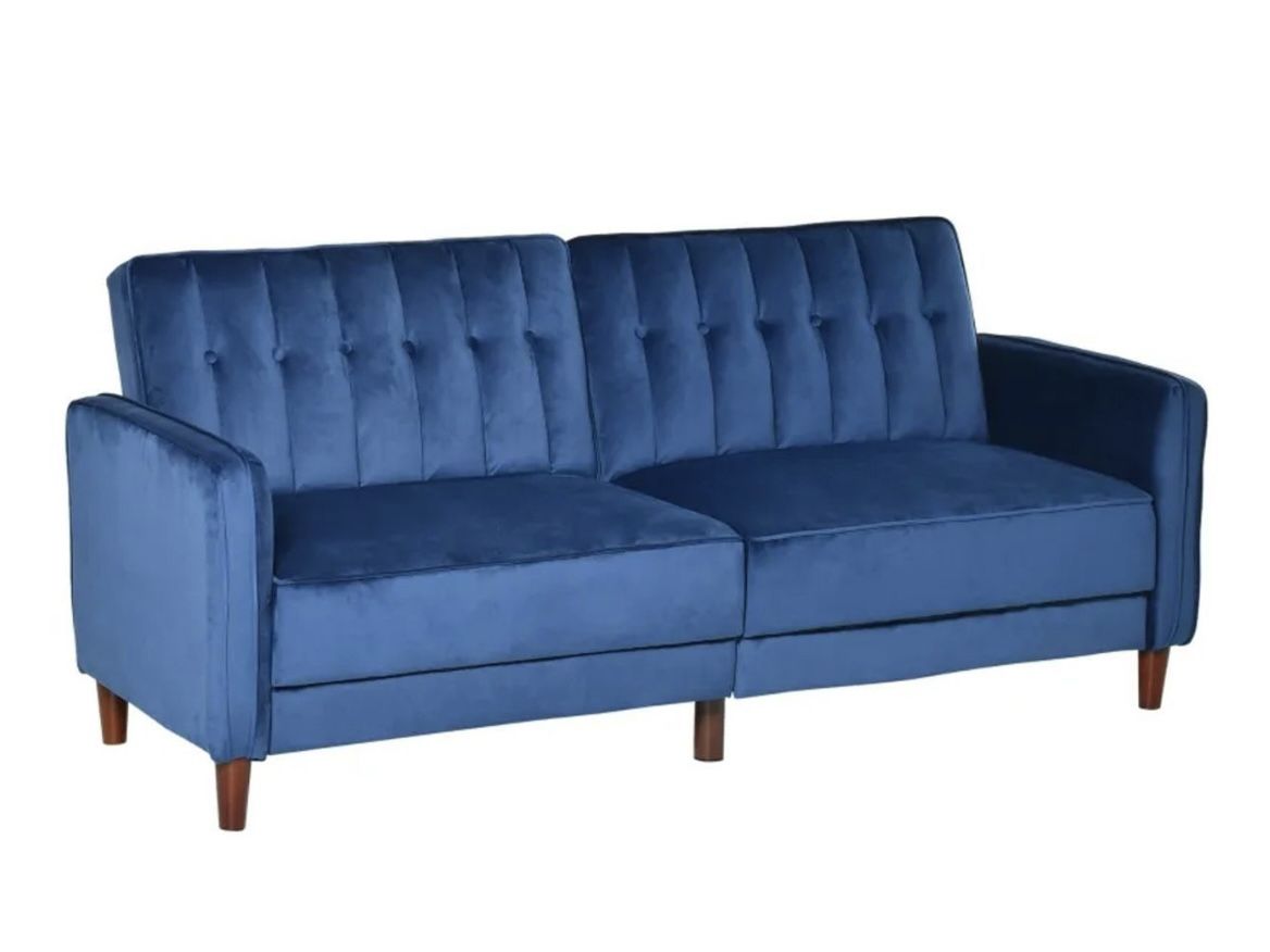 Blue Velvet Split Sofa