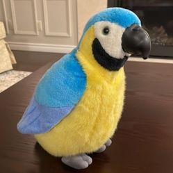 Blue and Yellow Macaw Parrot Bird Plush Toy Stuffed Animal Excellent Condition 