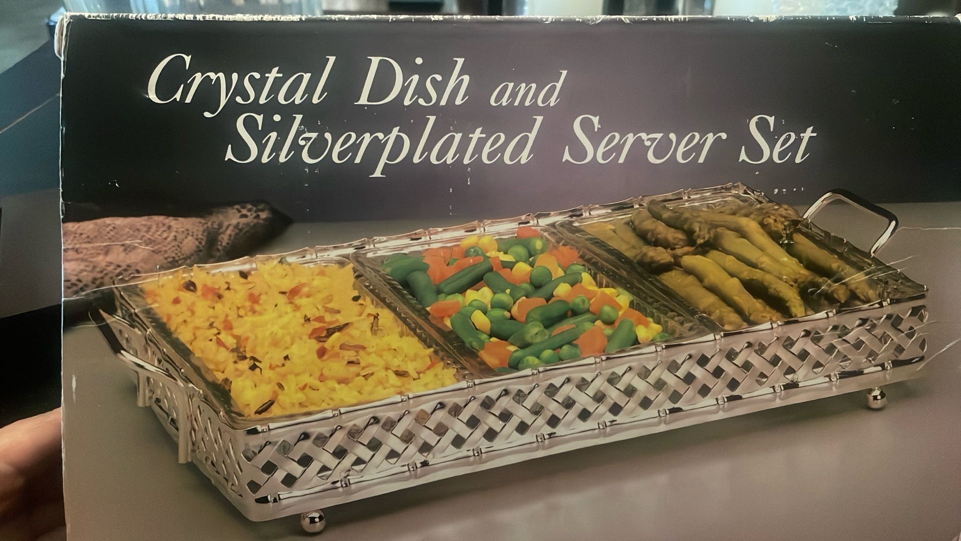 Cristal Dish And Silver plated Server Set
