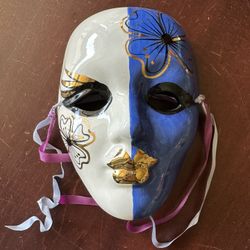 Blue & Gold 1980’s Ceramic Mask Collectible 