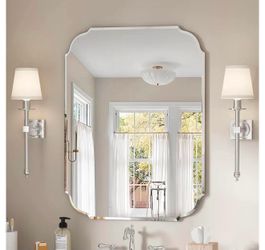 New-18 x 24 Inch Silver Wall Mirror-Beveled Edge Frameless Mirrors for Bathroom, Vanity, Bedroom, Rectangle Mirrors