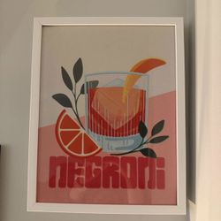 Set of Two Framed Drink Prints 11in W x 14in H