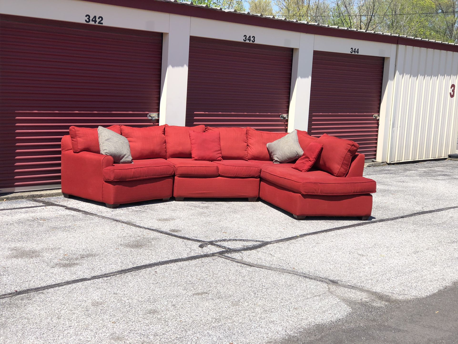 FREE delivery - Large Sectional U Shape Couch Sofa Set, Red
