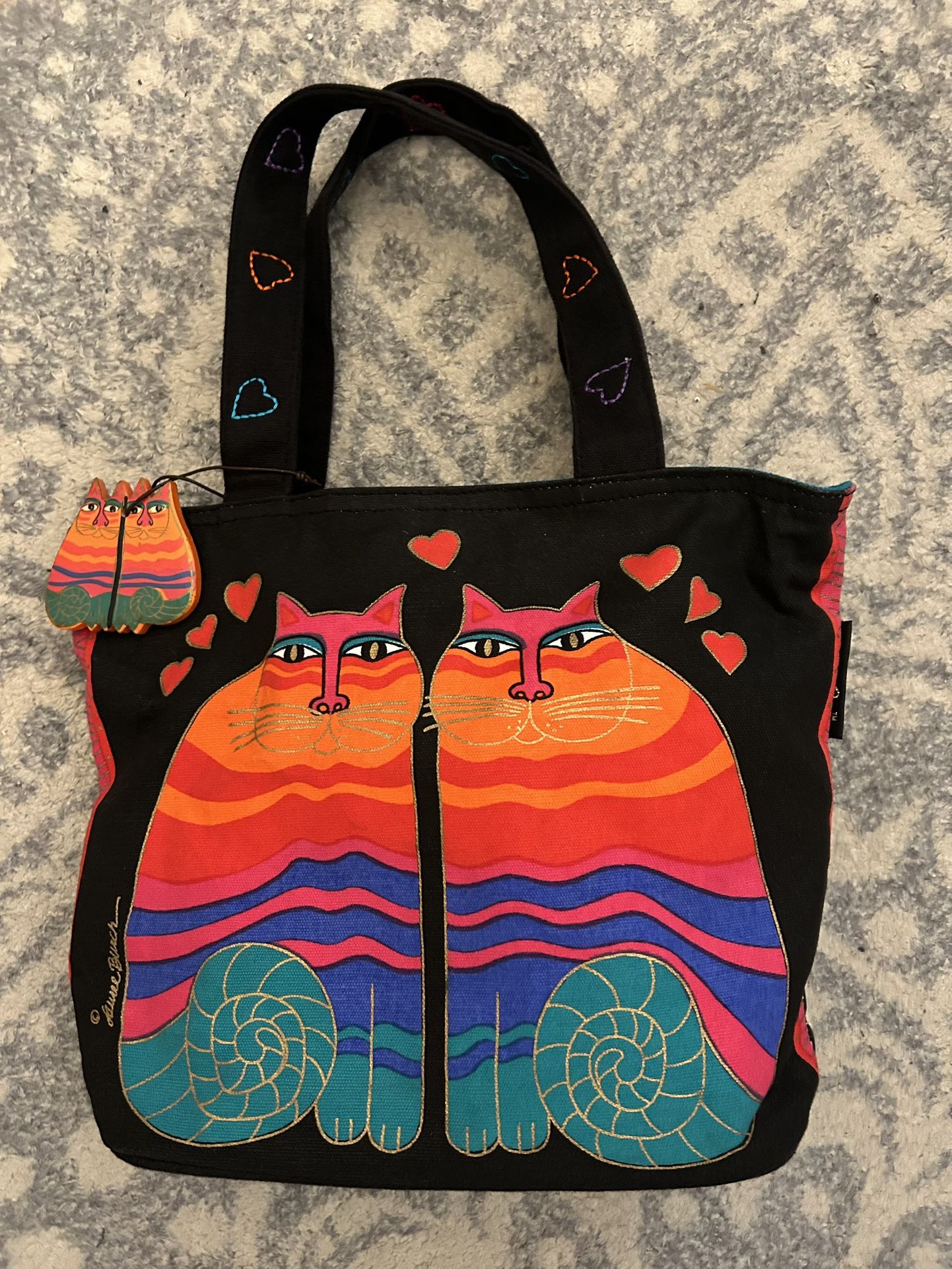 Vintage Laurel Burch Hand Bag Cool Cats