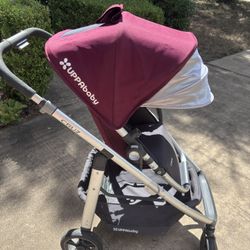 UPPAbaby CRUZ Stroller – Burgundy Canopy, Good Condition 