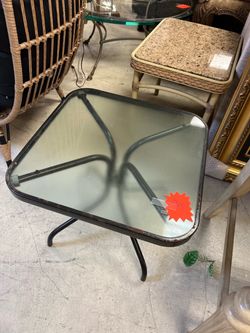 Square Glass Top Patio Side Table