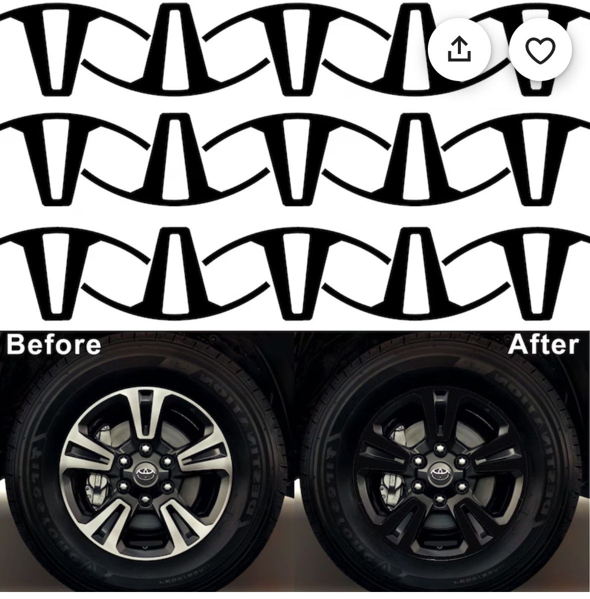 Tacoma TRD Sport Wheel Blackout Vinyl Decals | Toyota Tacoma 2016-2019 17” Overlays