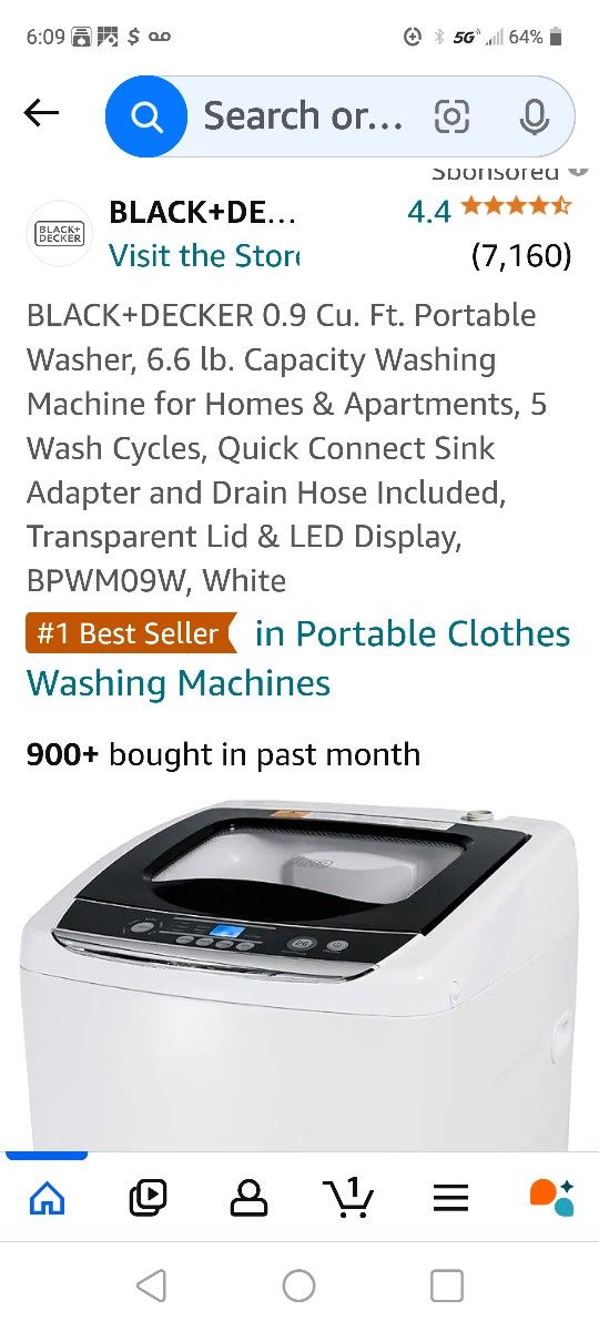 Black And Decker Apt Or Rv Size Washer
