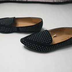 TIME AND TRU Studded Black Pointy Toe Flats Women's Excellent! US 8.5