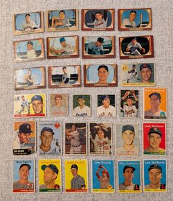1950's Topps Bowman Baseball Card Lot of 30 Total DIFFERENT Baseball Cards