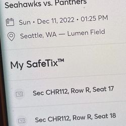 Seahawks tickets seats 17 and 18 available Thumbnail
