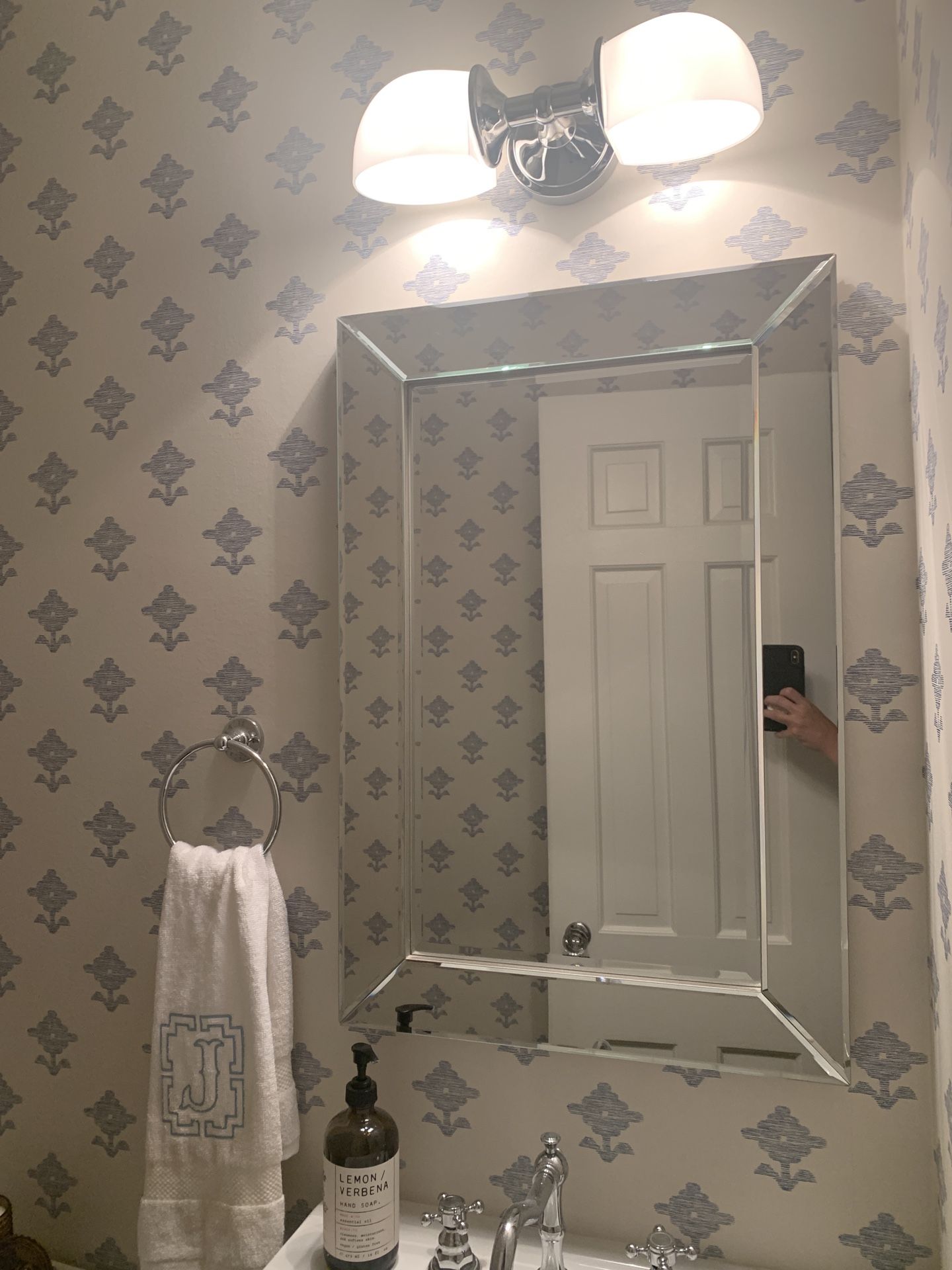 Pottery Barn Chrome Double Sconce And Mirror