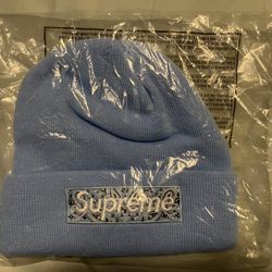 Supreme FW19 Bandanna Box Logo Beanie Light Blue