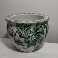 ORIENTAL ACCENT PORCELAIN/ CERAMIC POT PLANTER 6"×5"