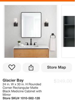 Glacier Bay Rounded Corner Black Medicine Cabinet