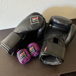 CRNR Combat Corner 16oz Leather Boxing Gloves and wraps