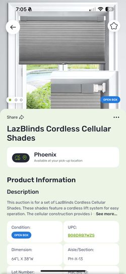 LazBlinds Cordless Cellular (Gray)