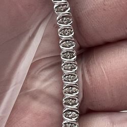 10k White Gold Round Diamond Tennis Bracelet 