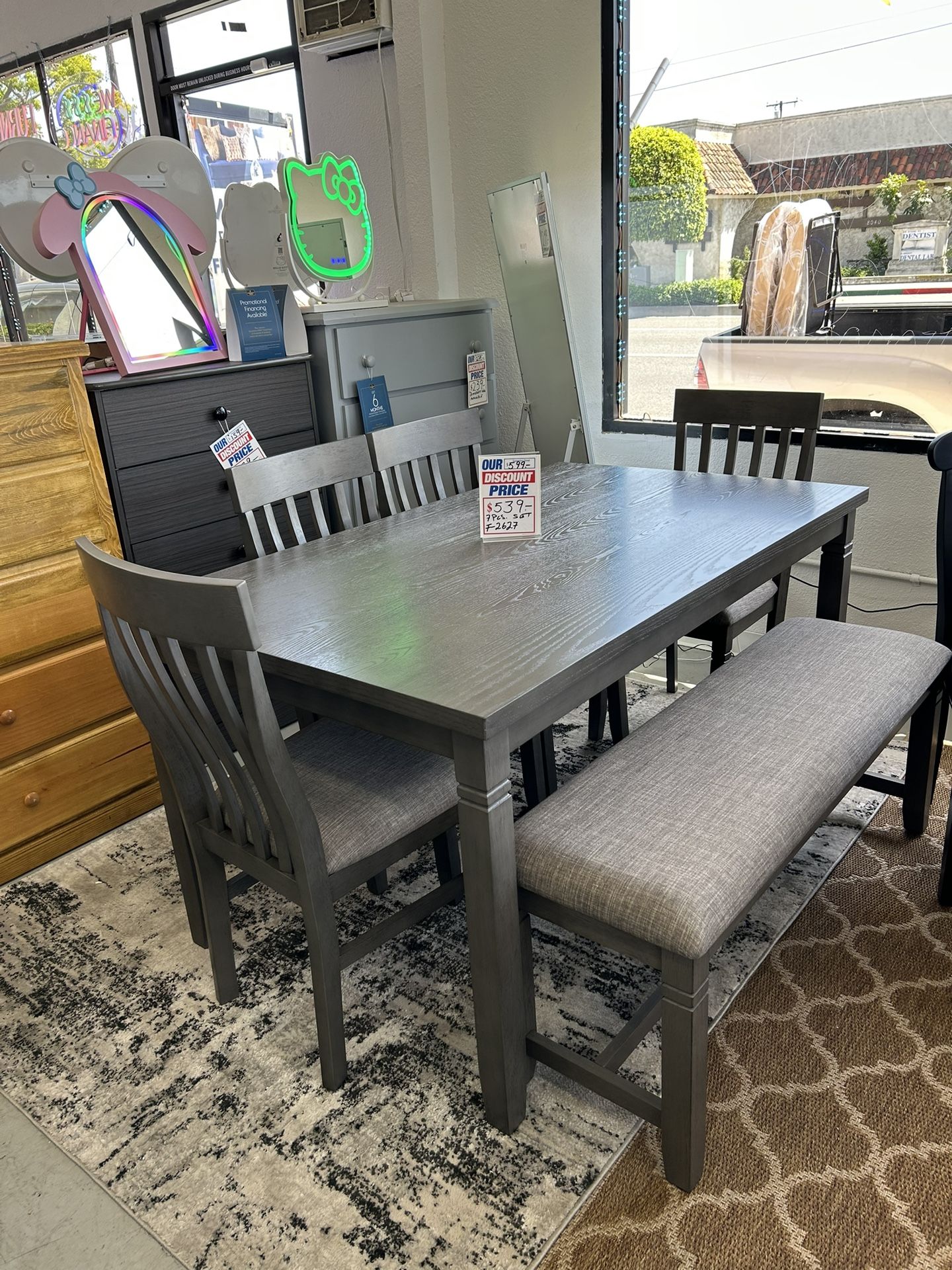 6 Piece Dining Table Set With Bench