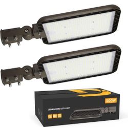 300W LED Parking Lot Lights 2 Pack 45000lm Quick Instal Shoebox Light Slip Fit Mount Dusk to Dawn