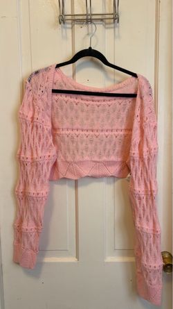 SHEIN Pink Open Knit Cropped Sweater Size 3XL