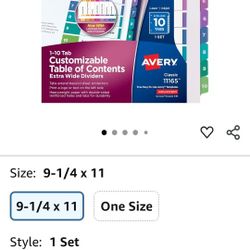Avery 10 Tab Dividers 1 set In Each Pack