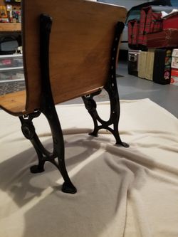 Antique Childs School Chair With Cast Iron Base