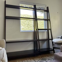 Solid Wood Ladder-Style Media Console & Bookshelf Set – Espresso Finish