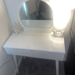 white makeup vanity (decor not included)