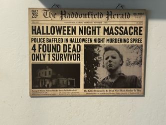 Halloween Michael Myers “Haddonfield Herald” Wall Sign