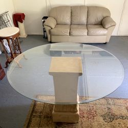 Beveled Glass Top Pedestal Table