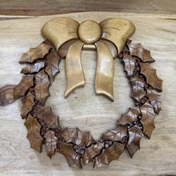 Vintage Handmade Wooden Wreath 