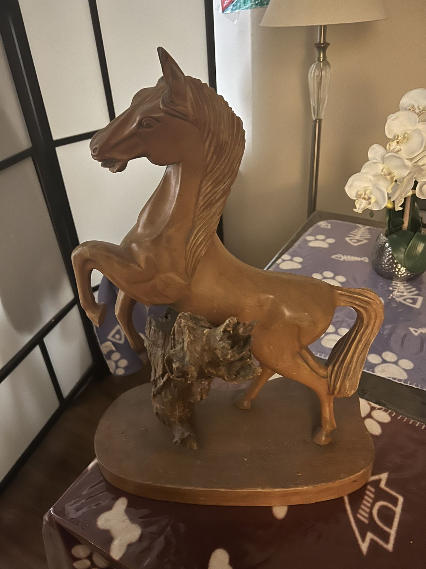 Solid wood carving horse