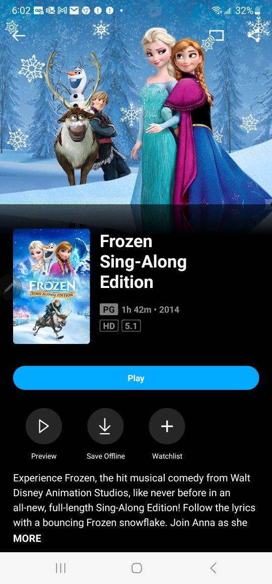 $4 DISNEY DIGITAL HD MOVIE. FROZEN - SING ALONG EDITION. $4 OR TRADE FOR A MOVIE TITLE I DO NOT ALREADY OWN.