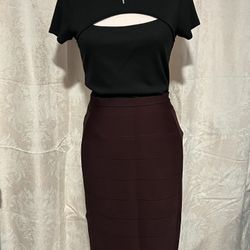 INC International Concepts Burgundy Bandage Pencil Skirt Size [Small] Bodycon Midi 