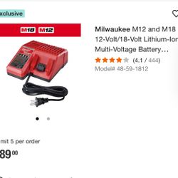Milwaukee Charger And 1/4 (6mm)hex Impact Driver