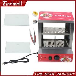 Commercial Hot Dog Steamer 2-Tier Electric Bun Warmer 28.5QT Slide Doors