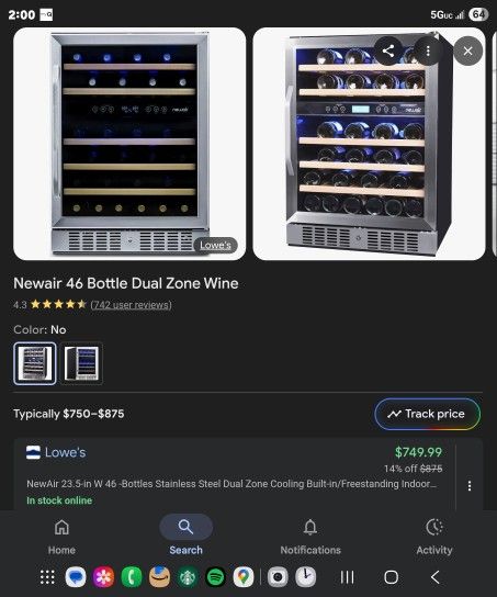 Wine cooler refrigerator