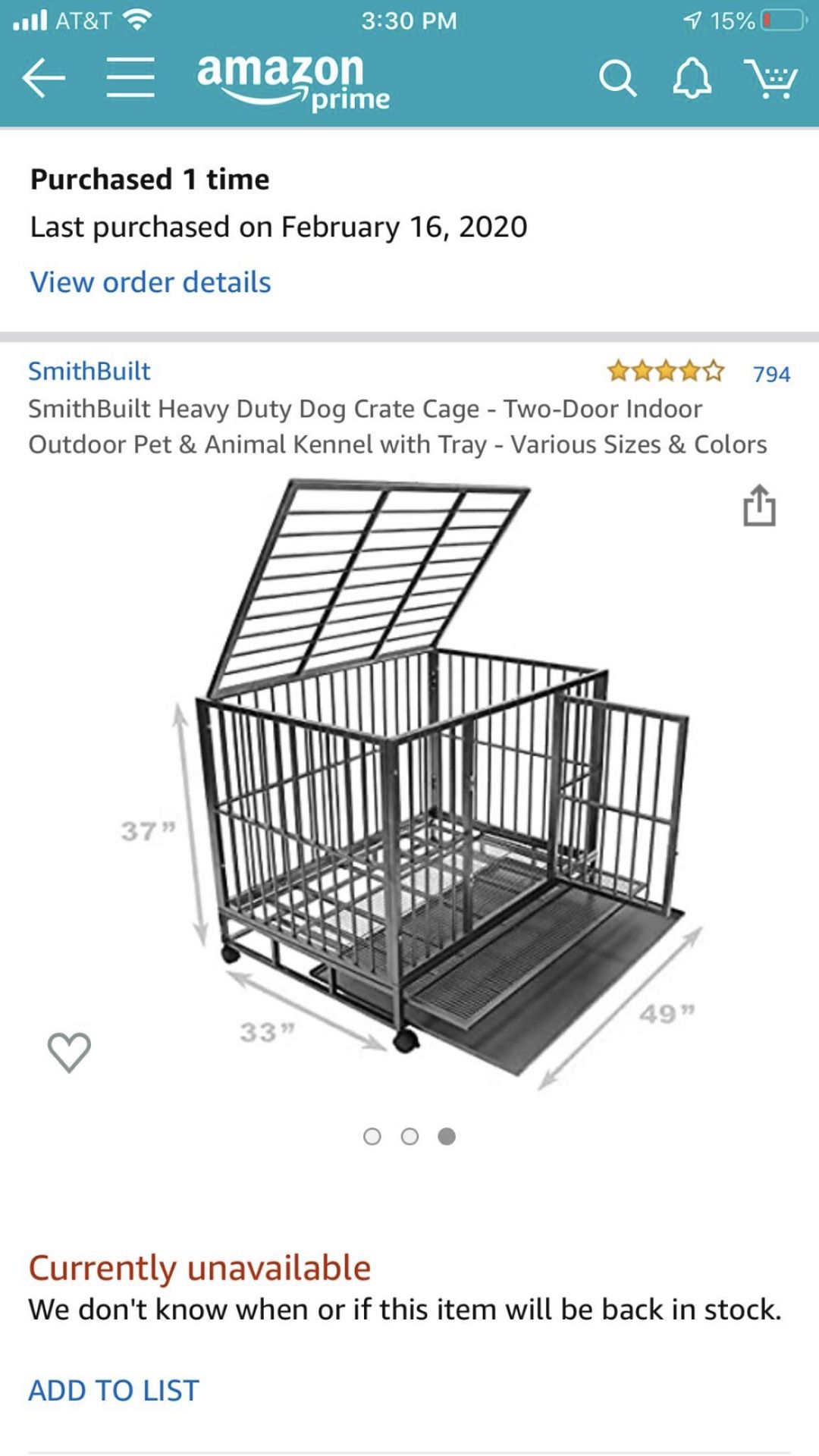Brand new, large dog crate