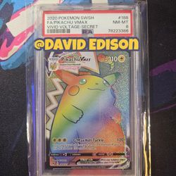 PSA 8 Pikachu VMAX Rainbow Rare #188 2020 Pokemon Sword & Shield Vivid Voltage